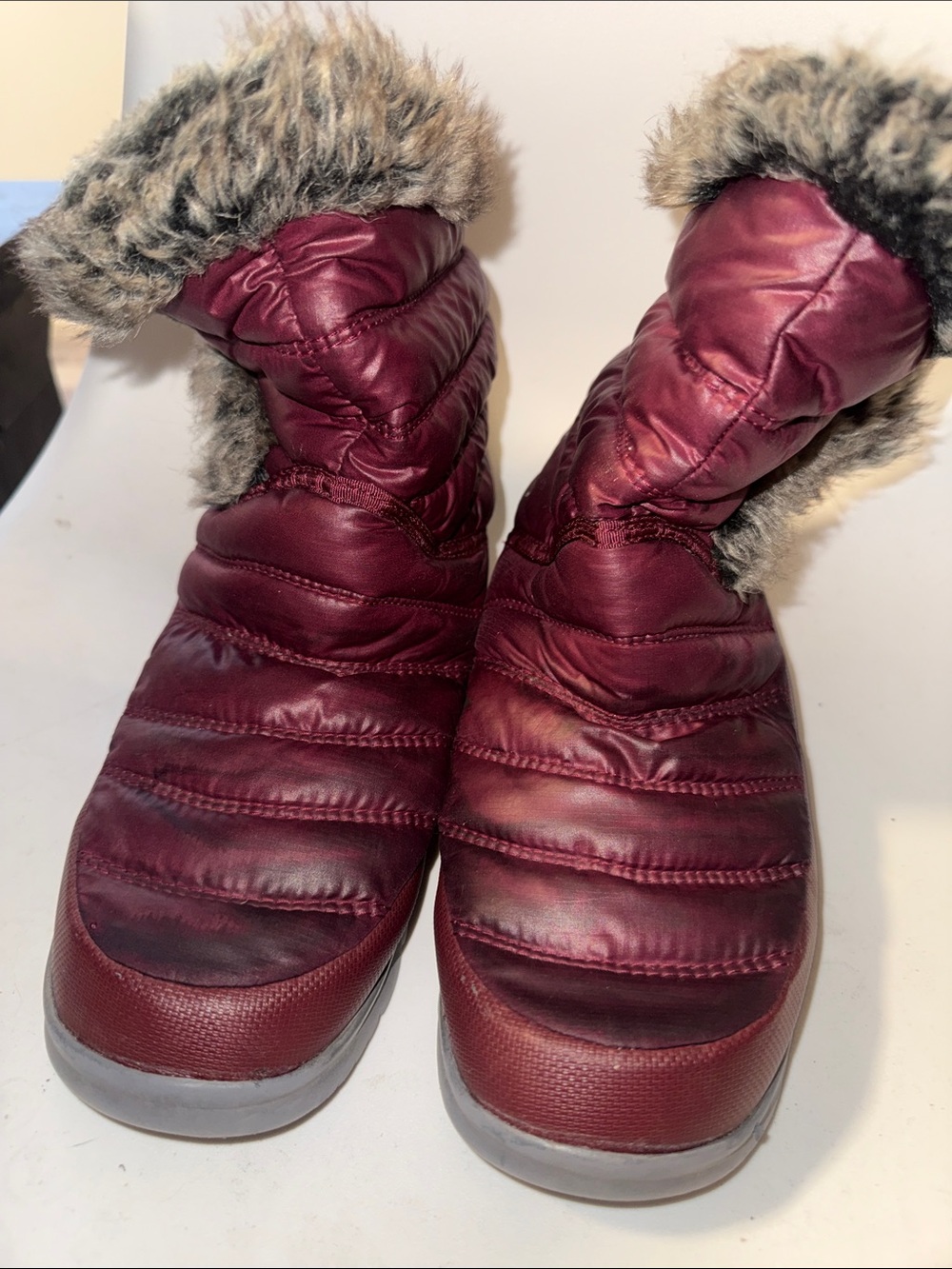 The North Face Quilted Burgundy Faux-Fur Winter Boots